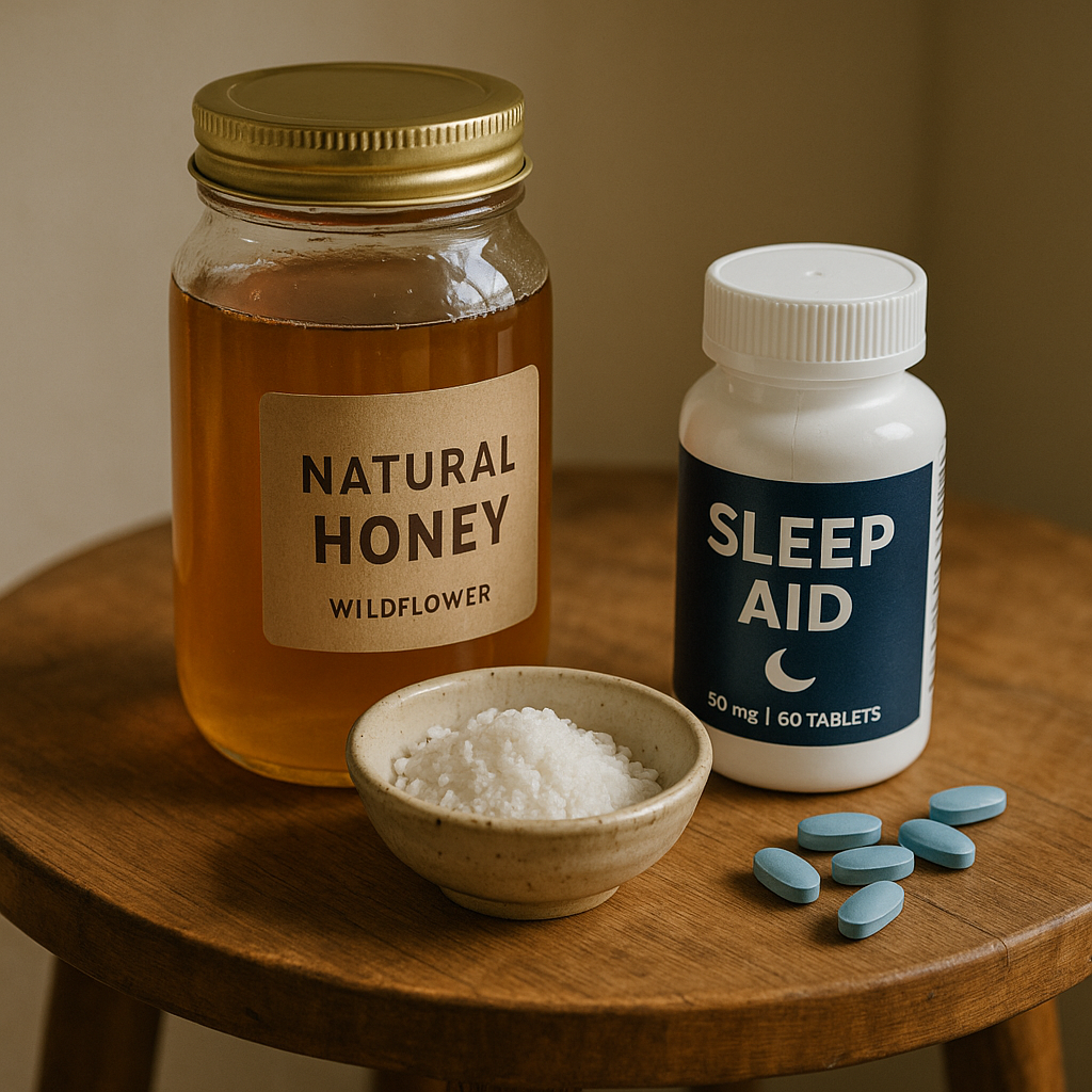 꿀 소금 vs 수면제,무엇이 더 효과적일까?(수면제,자연요법,비교)