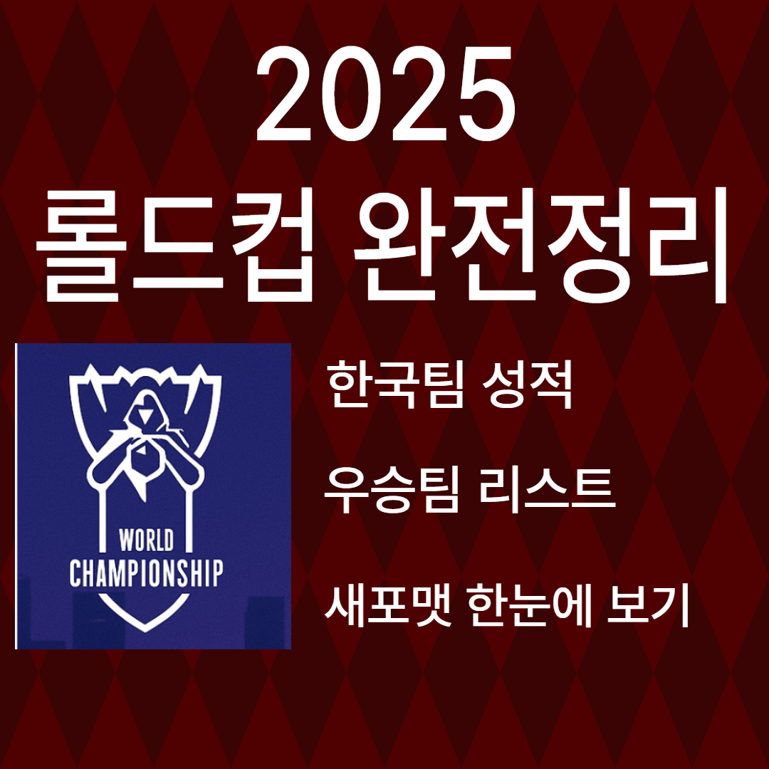 2025 롤드컵 완전정리｜한국팀 성적&middot;우승팀 리스트&middot;새 포맷 한눈에