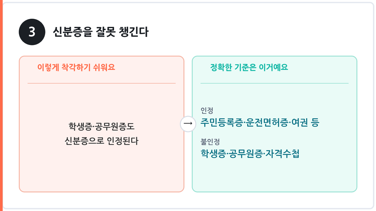 인천청원경찰필기시험신분증인정불인정범위