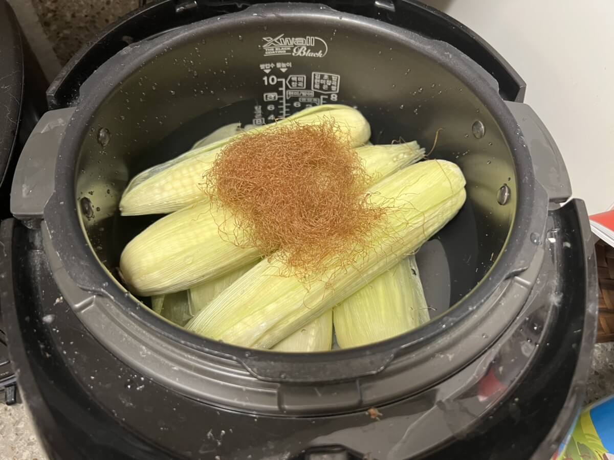 옥수수가 반정도 물에 잠길정도