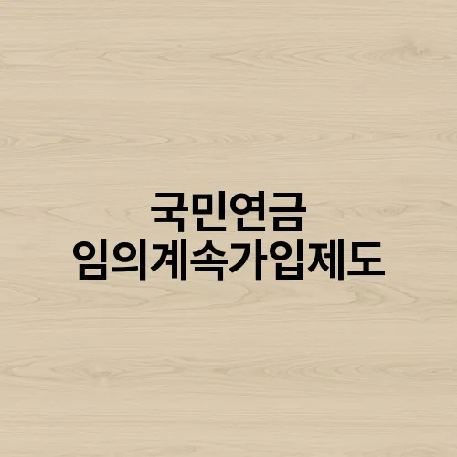 국민연금 임의계속가입제도