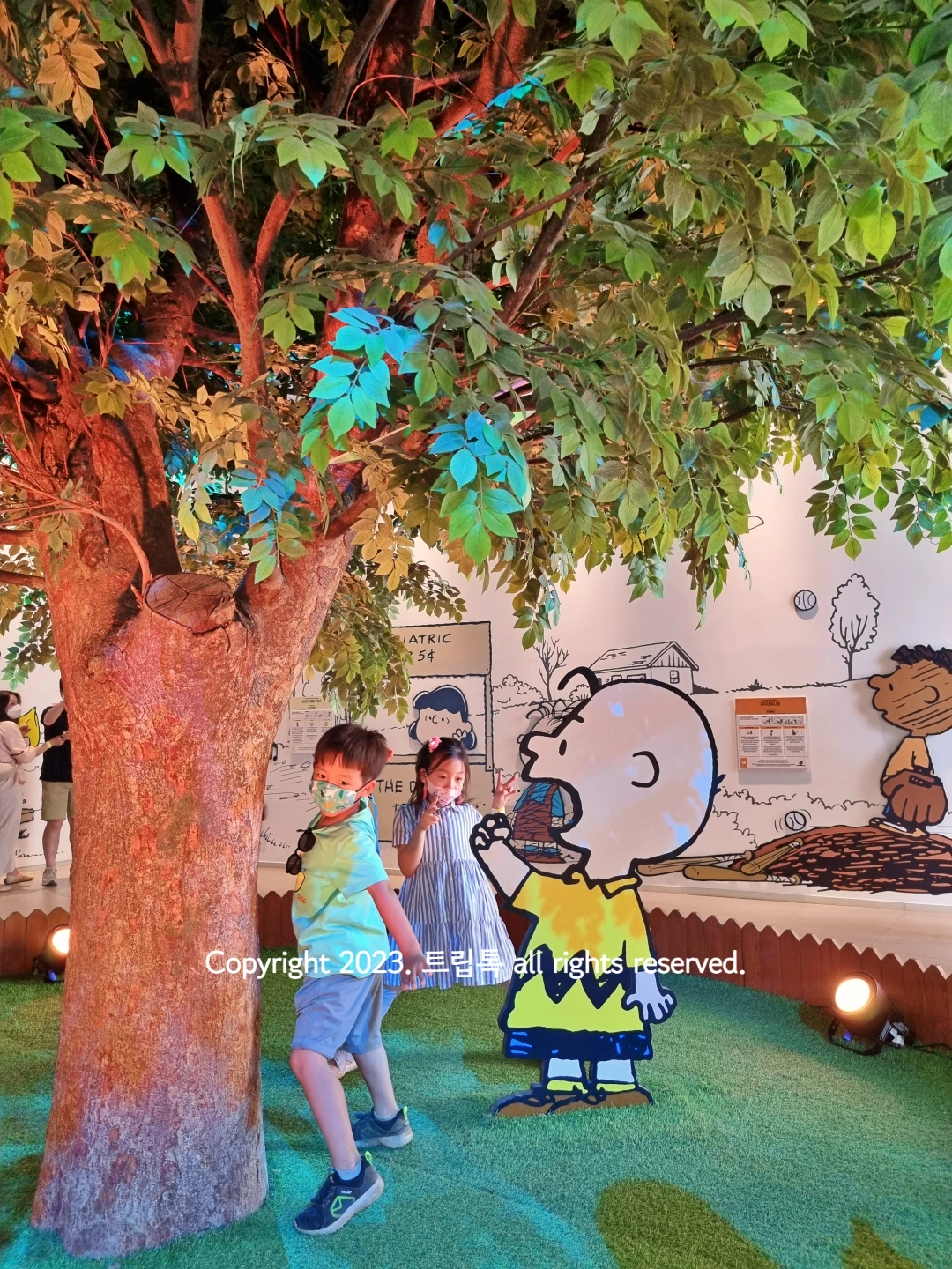 나우옆에 찰리브라운이 이야기하고 있다