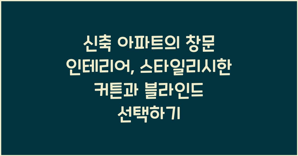 신축 아파트의 창문 인테리어: 커튼과 블라인드 선택법