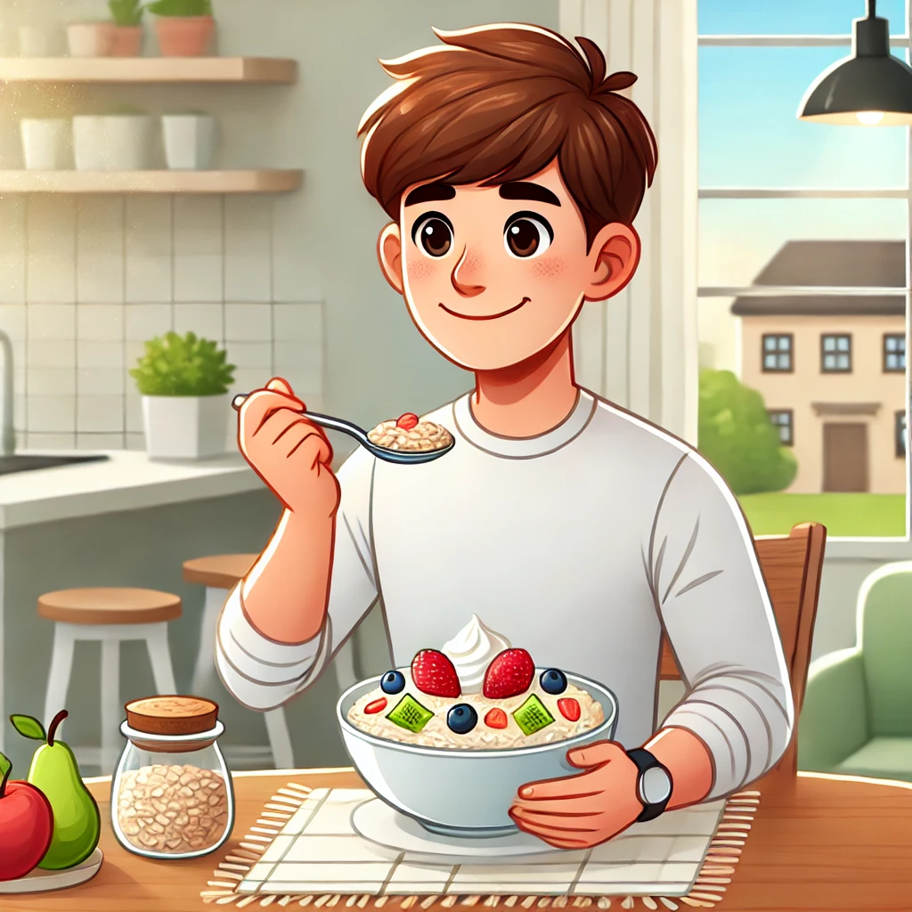 오트밀 먹는 사진