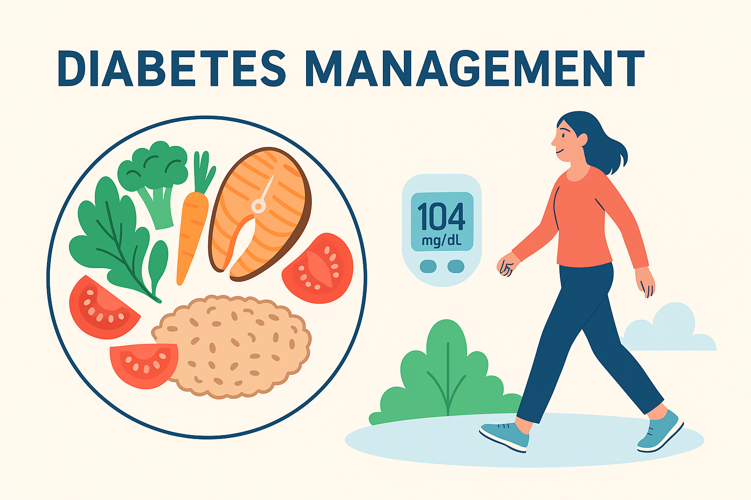 당뇨 환자를 위한 식단과 운동 중심의 생활습관 혈당 관리 이미지