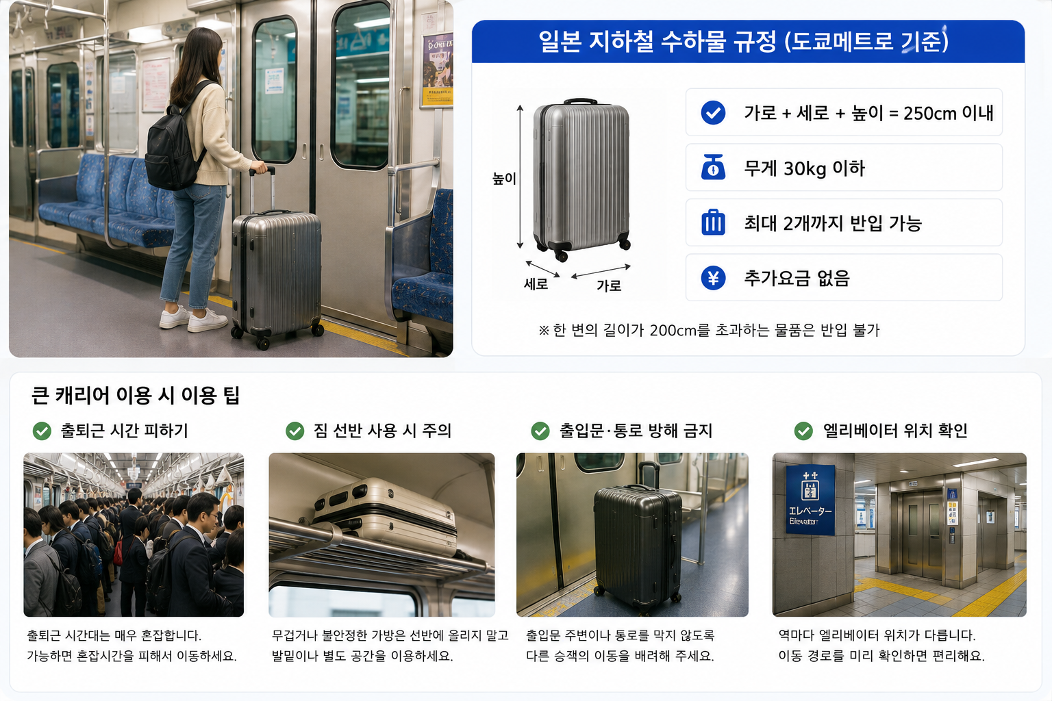 일본 도쿄여행 큰 캐리어는 지하철 어디에 두어야 할까?