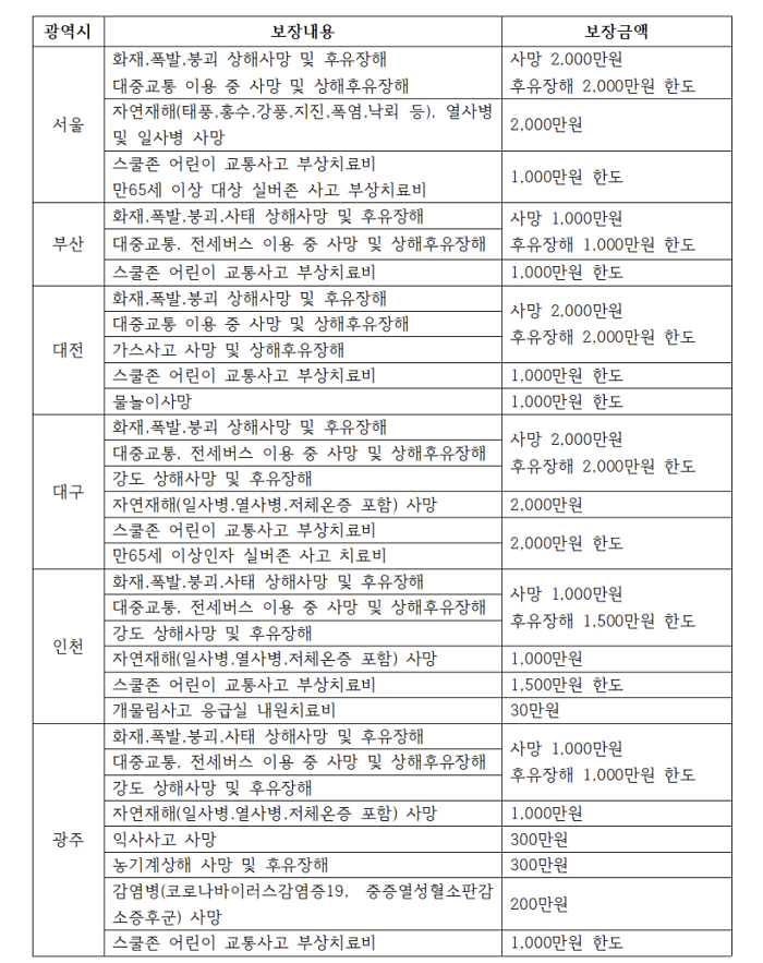 시민안전보험내역