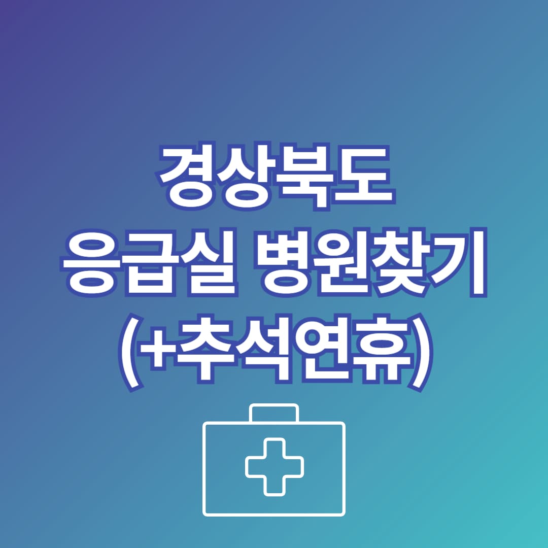 경북 추석 응급실 병원 문 여는 곳 찾는 법