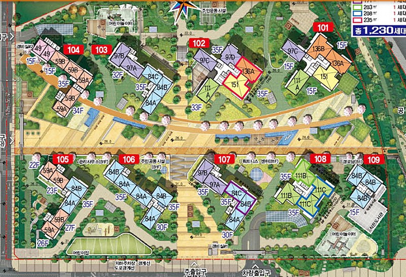 청담삼익롯데캐슬르엘(2025년 예정) 단지배치도