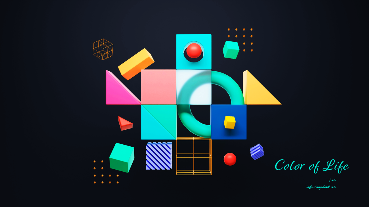 10 3D 도형 검정배경 C - Color of Life 컬러배경화면