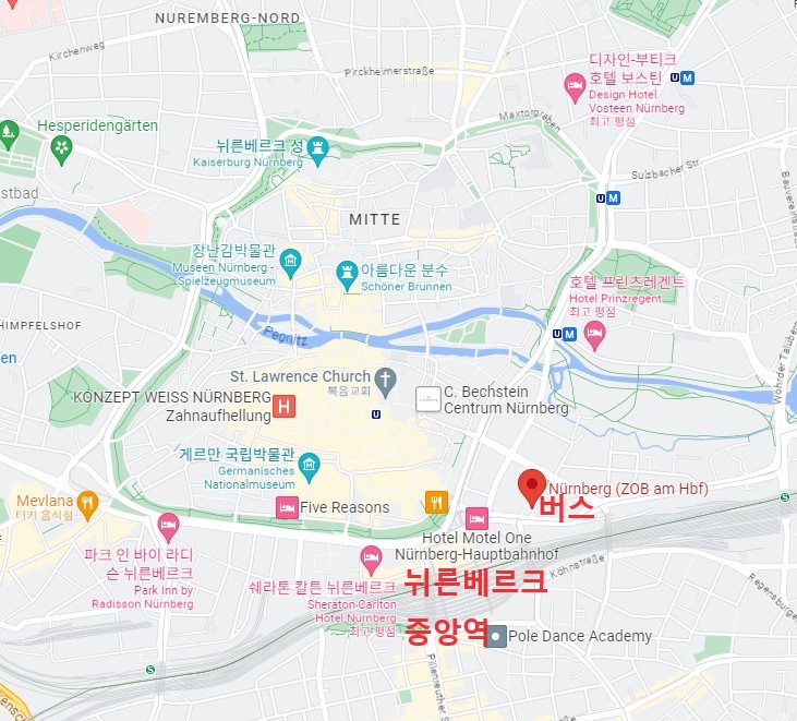 뉘른베르크 중앙역, ZOB 버스 터미널 위치