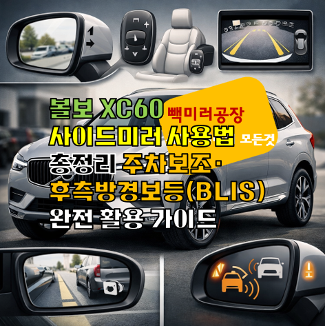 볼보 XC60 사이드미러 사용법 총정리 주차보조 후측방경보등(BLIS) 완전 활용 가이드