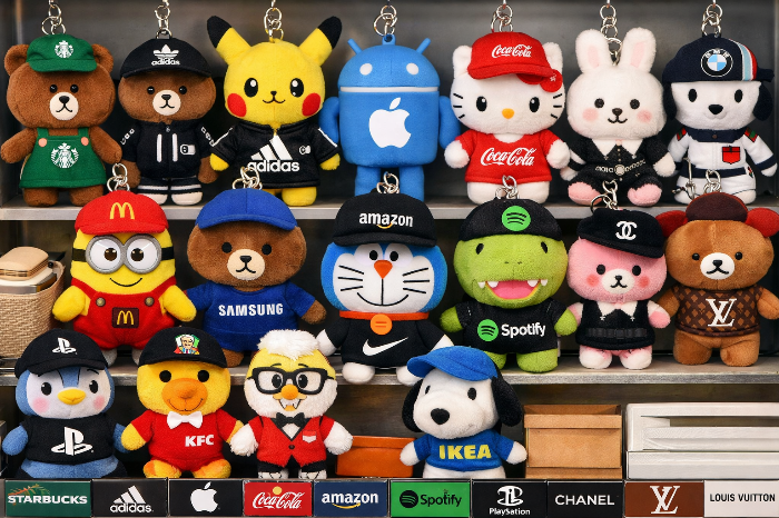 친환경 소재와 지속 가능한 패션 트렌드를 반영한 에코 인형 키링.