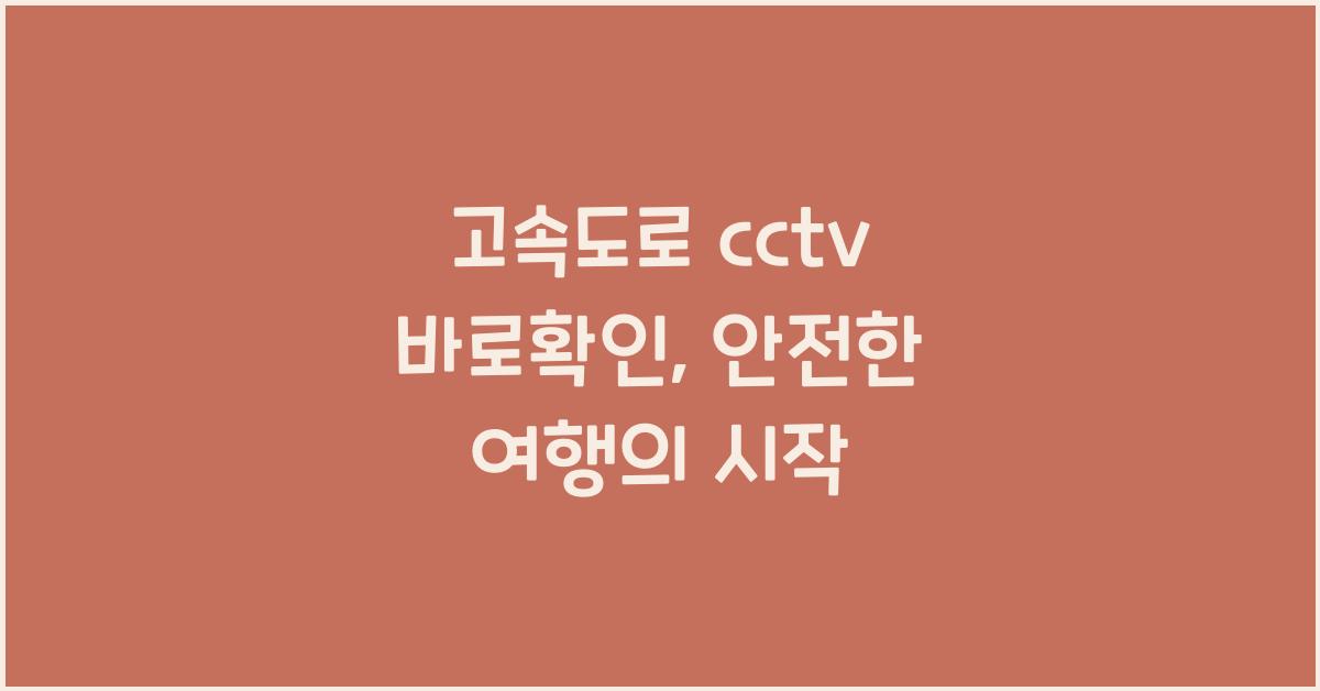 고속도로 cctv 바로확인