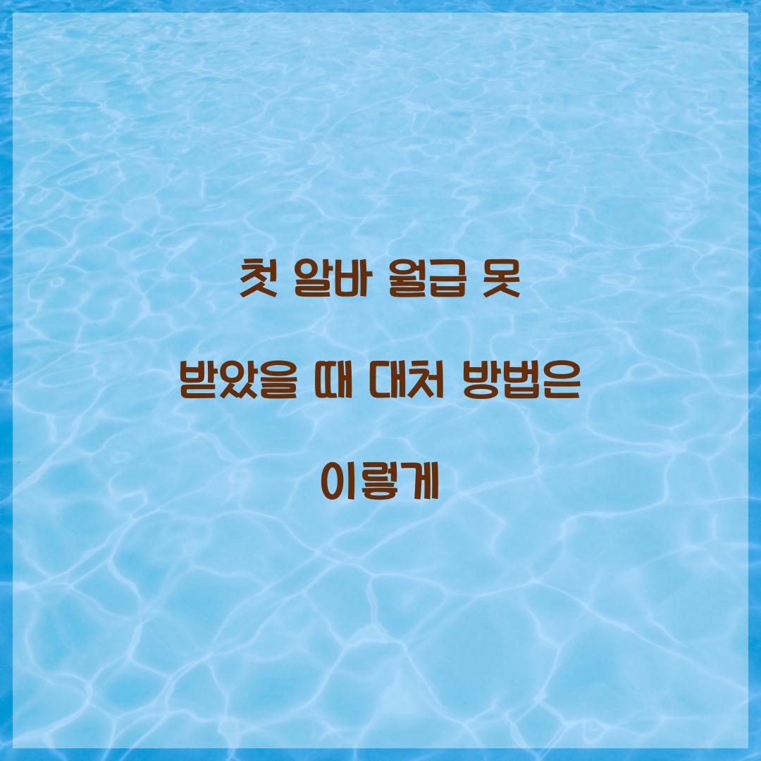 첫 알바 월급 못 받았을 때