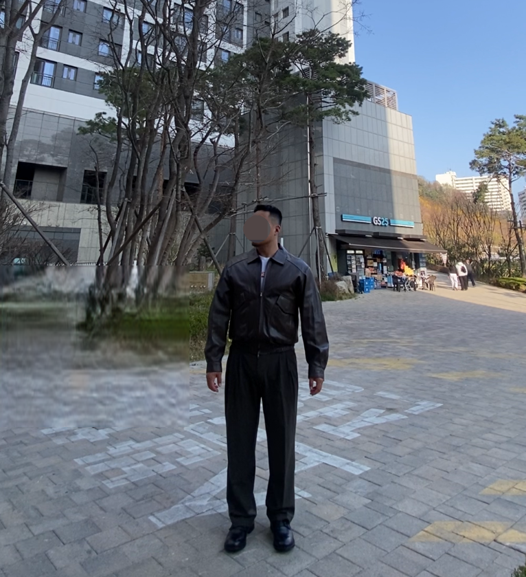 데일리룩('26. 4. 6.)스페로네 램스킨 포켓 가죽 재킷, 시부야 빈티지 티셔츠, 무신사스탠다드 쓰리턱 세미 벌룬 슬랙스, kinch! 킨치 SHOWER 808 더비슈즈 구두