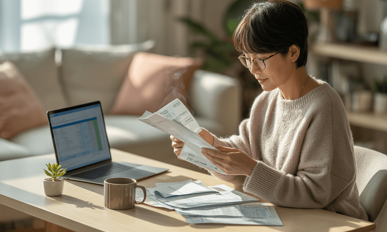 폐업후-종합소득세-신고-책상에서-서류를-보고있는-여자-모습