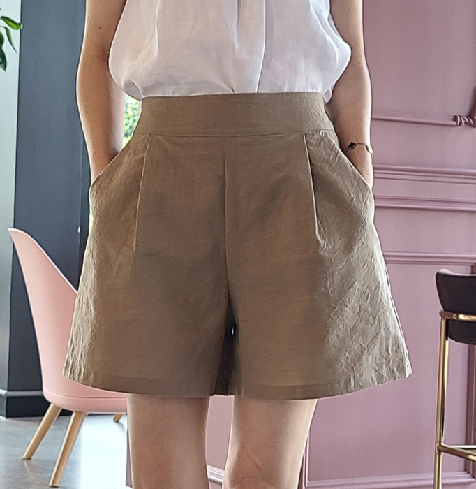 안나보네타 개미다리로 보이는 여자 린넨 반바지 뒷 밴딩 치마 여름 빅사이즈