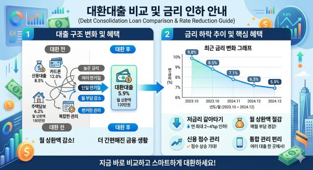 대환대출 조건 비교 및 금리 절감 구조 설명