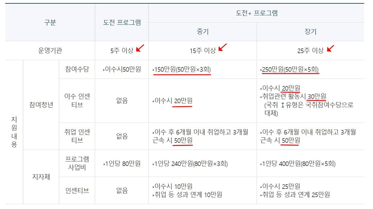청년도전 지원 사업 내용