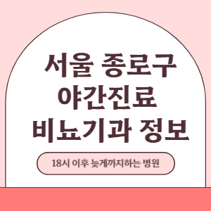 서울 종로구 야간진료 비뇨기과 병원 (18시 이후 늦게까지하는 병원)
