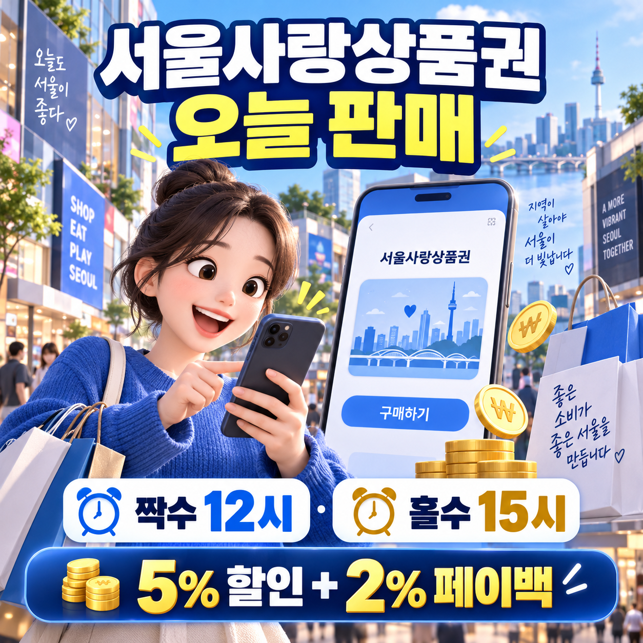 2026 서울사랑상품권 오늘 일반판매 - 짝수·홀수 구매시간·5% 할인·2% 페이백