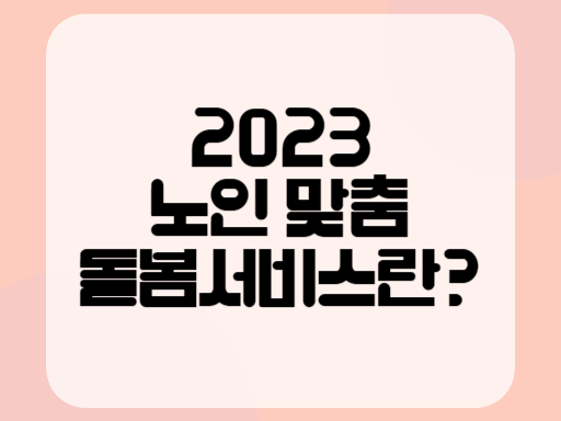 2023 노인 맞춤 돌봄서비스