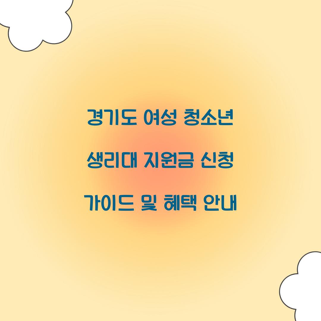 경기도 여성 청소년 생리대 지원금