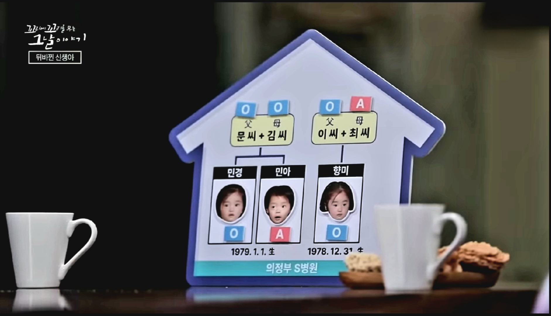 민경-민아-향미-가족의-혈액형을-표시한-방송-화면