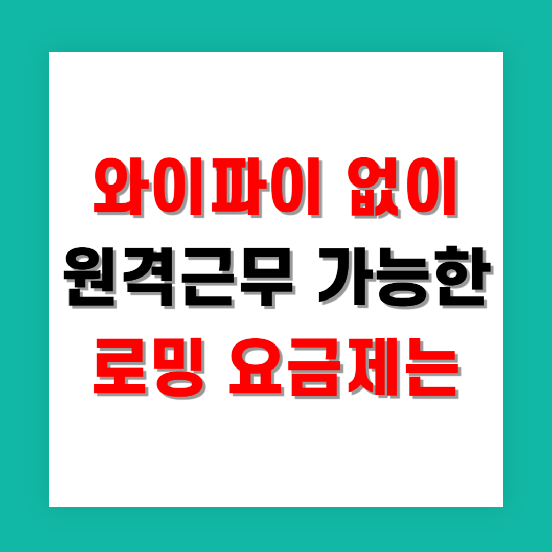 와이파이 없이 원격근무 가능한 로밍 요금제는