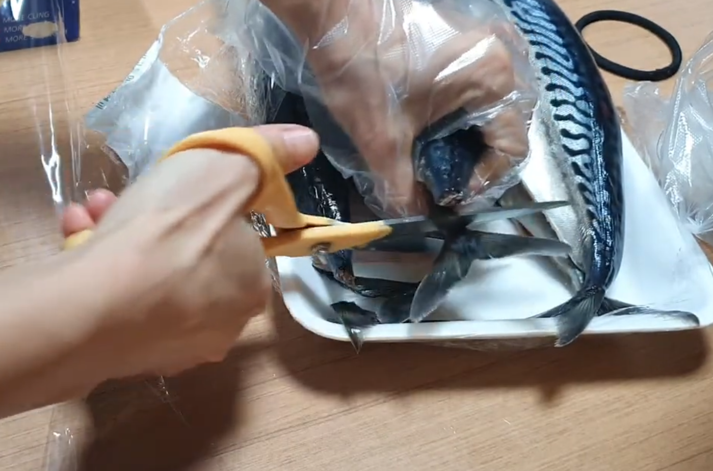 고등어 지느러미 손질