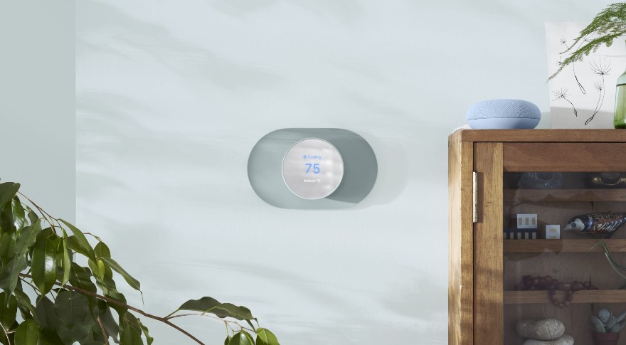 Google Smart thermometer on the wall