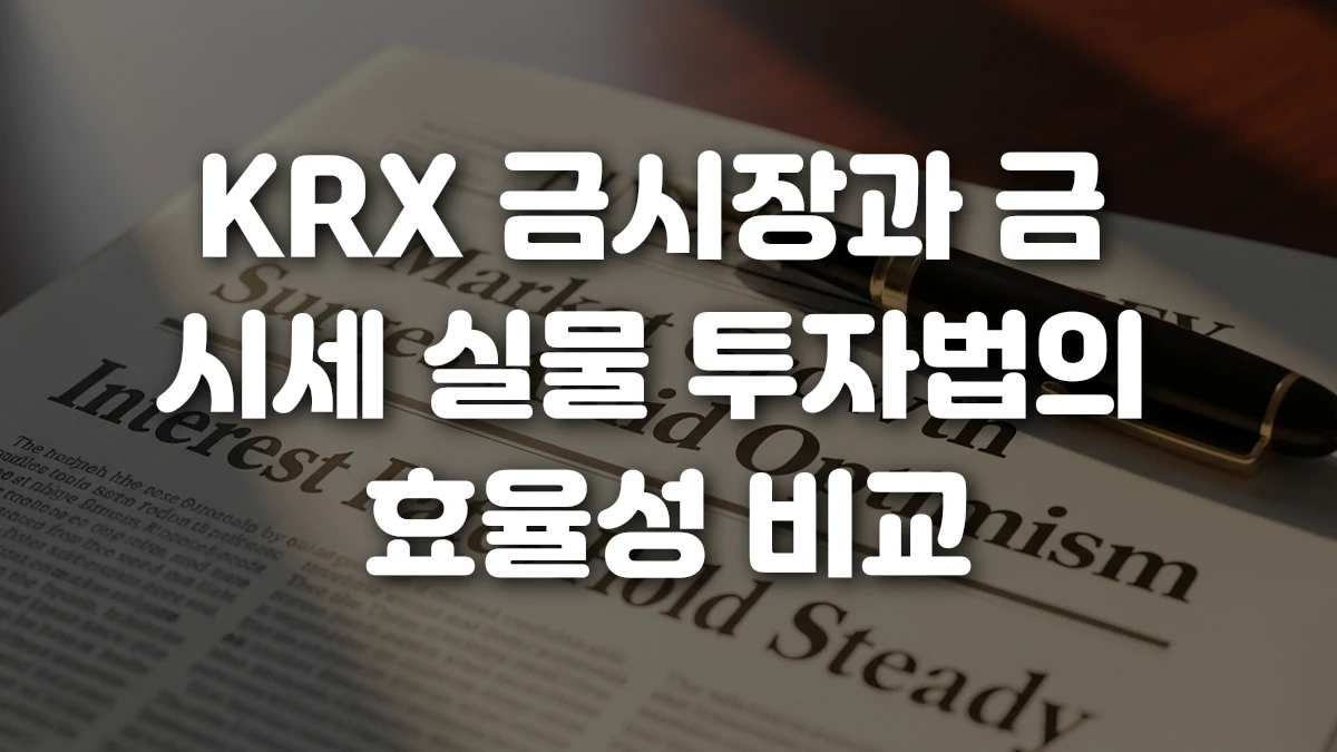 KRX 금시장과 금 시세 실물 투자법의 효율성 비교