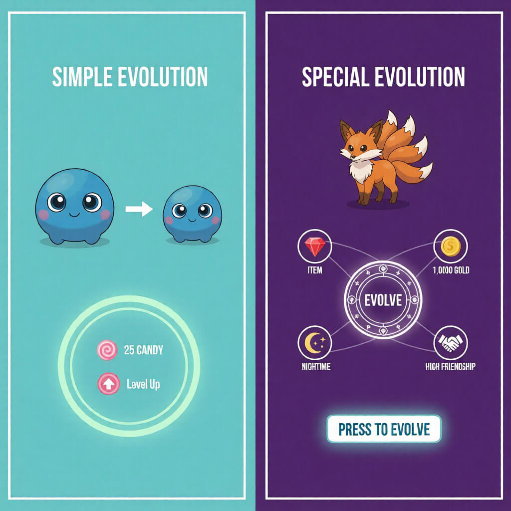 일반 진화와 비교한 포켓몬고 특별 진화 차이