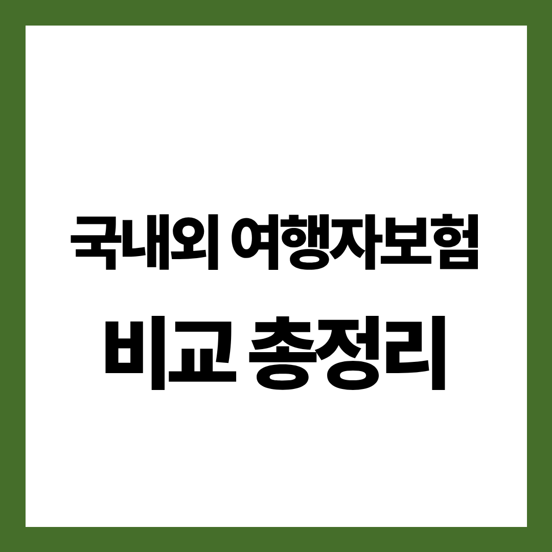 국내외 여행자보험 비교총정리