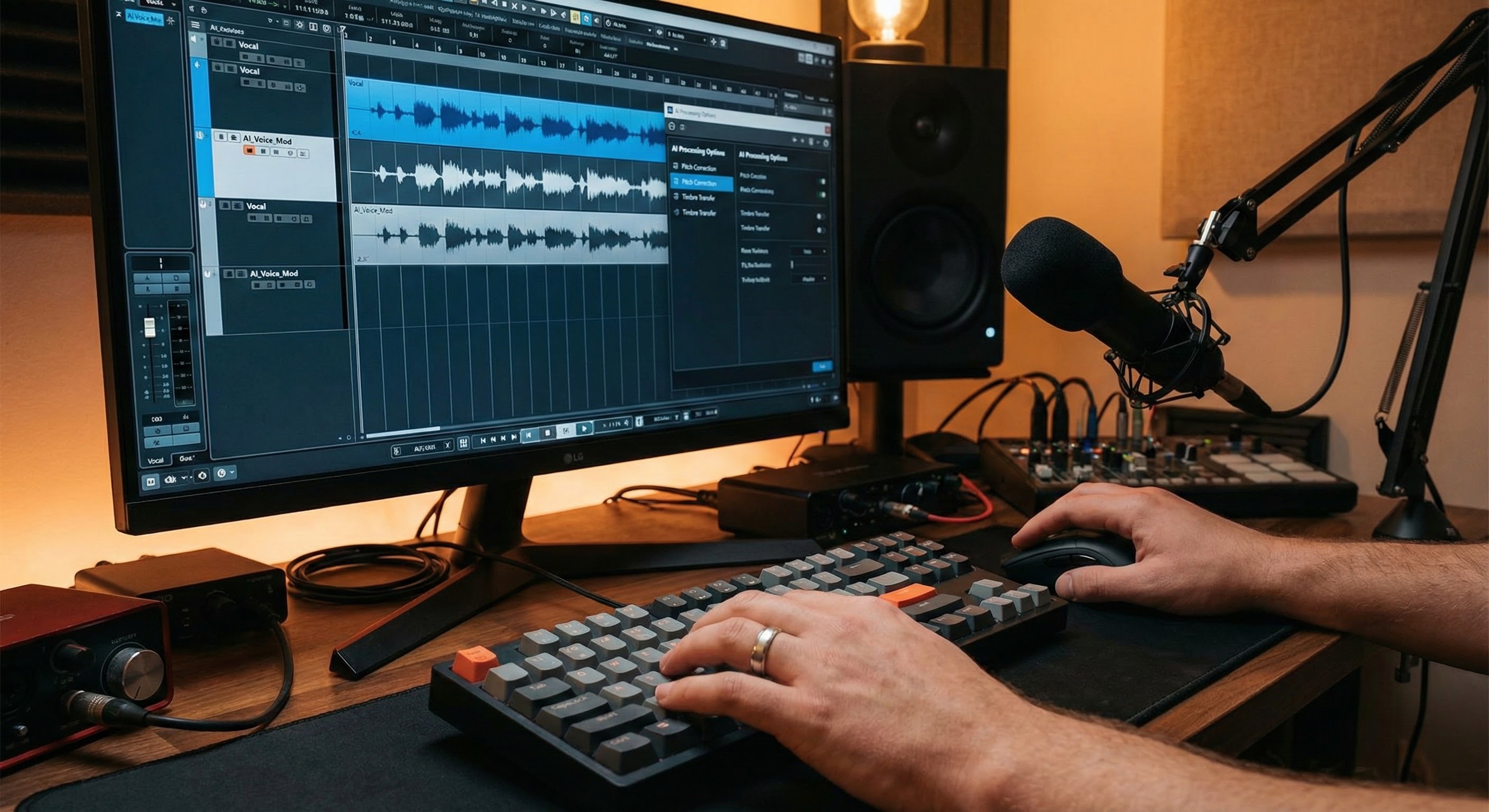 컴퓨터 프로그램을 이용해 목소리 모델을 학습시키고 노래를 합성하는 AI 커버곡 제작 현장
