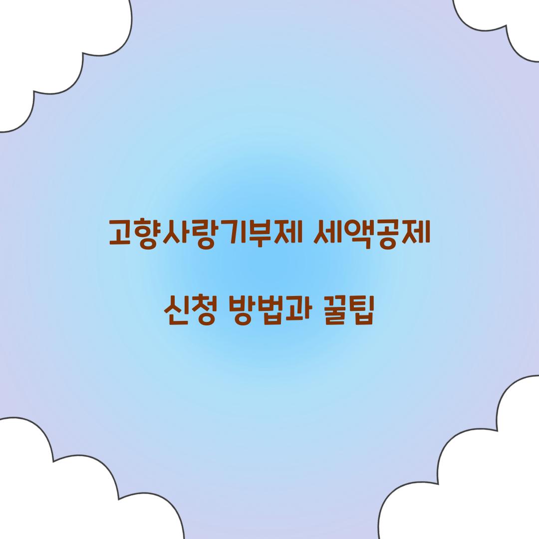 고향사랑기부제 세액공제