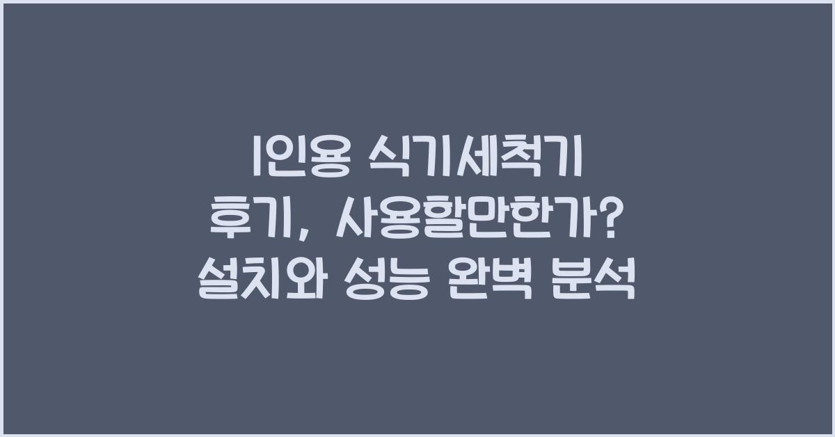 1인용 식기세척기 후기