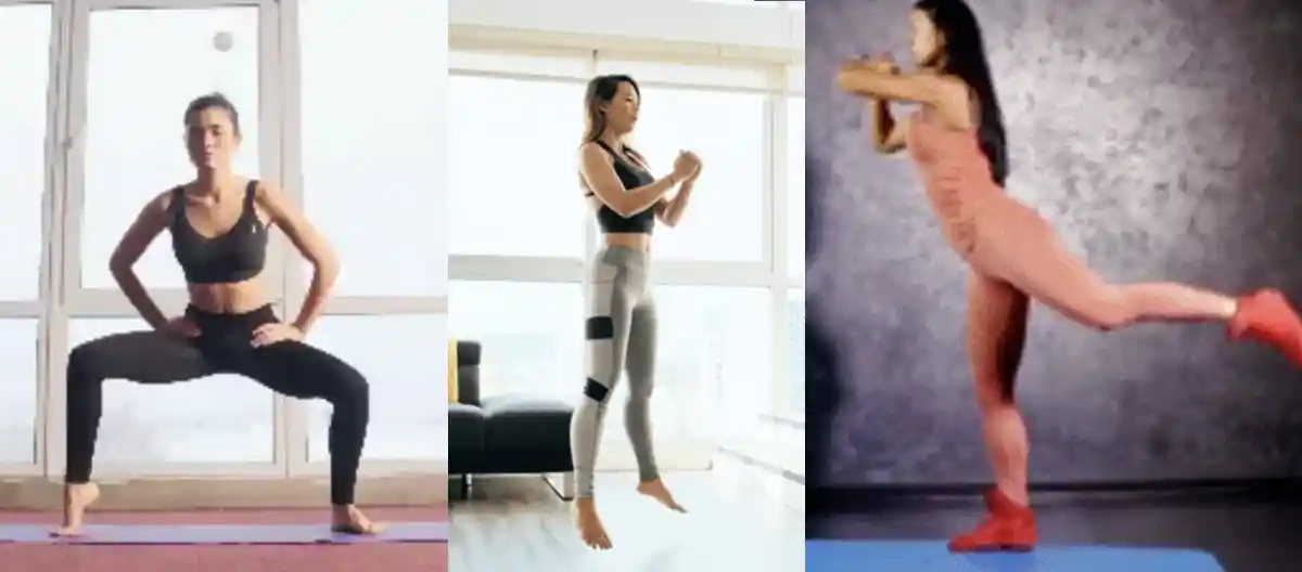 스쿼트-응용동작-점프-뒷꿈치들기-백킥