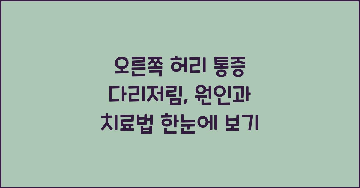 오른쪽 허리 통증 다리저림