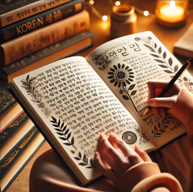 책 필사 중인 모습