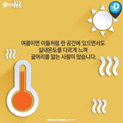 사무실에서 온도 차이로 갈등하는 남녀