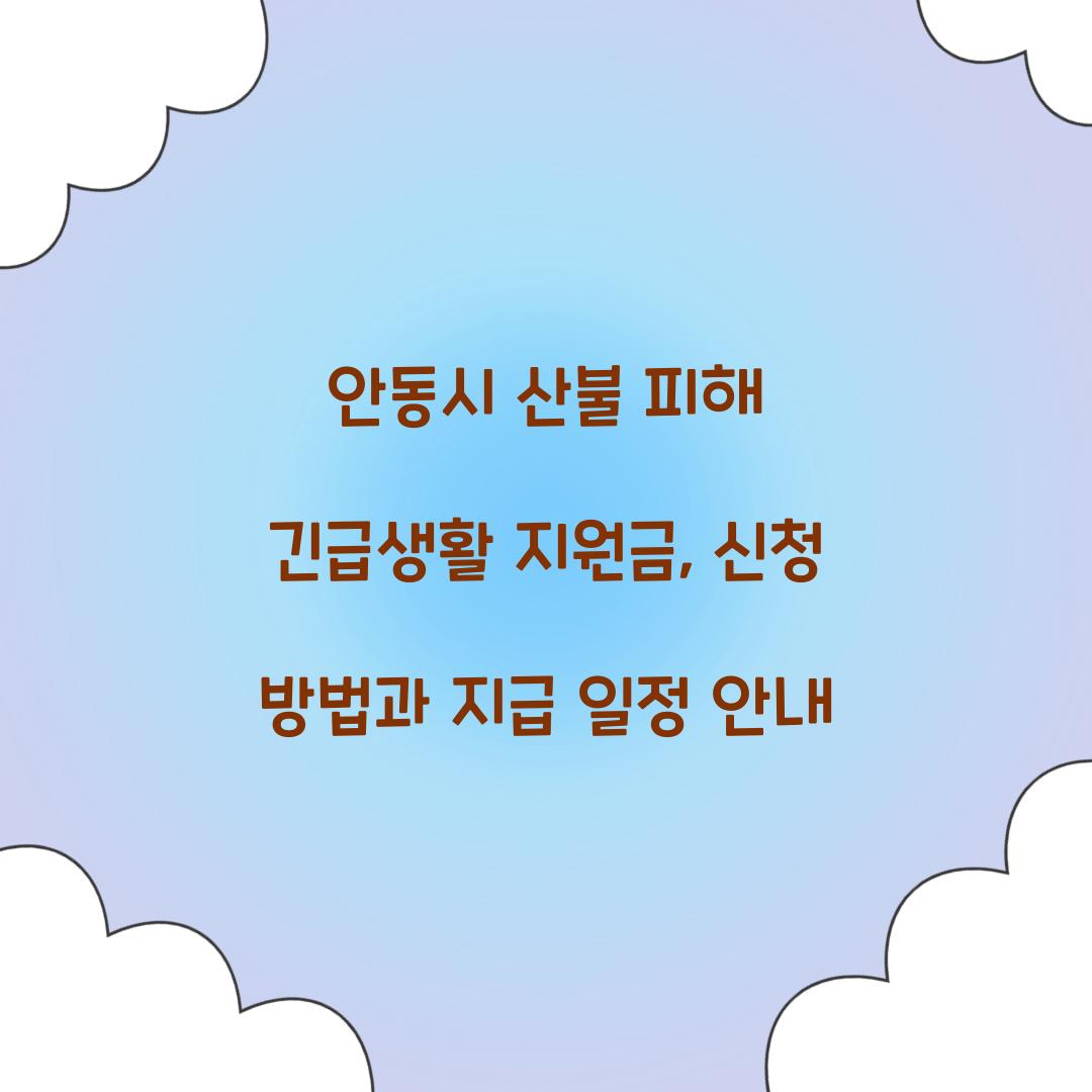 안동시 산불 피해 긴급생활 지원금