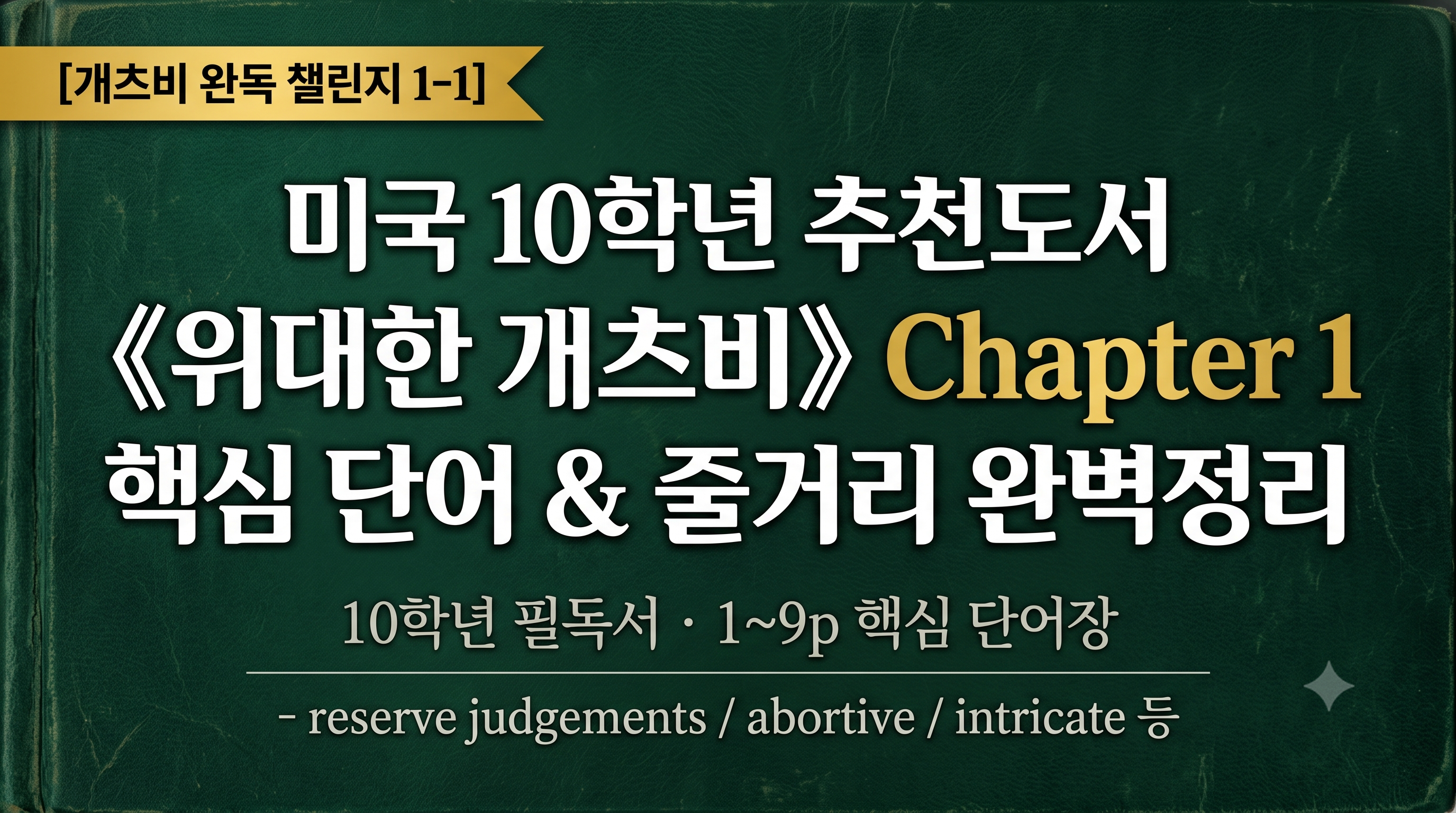 미국 고등학교 추천도서 위대한 개츠비 1장(Chapter 1) 핵심 단어 줄거리 정리 완독 챌린지 1-1편 썸네일