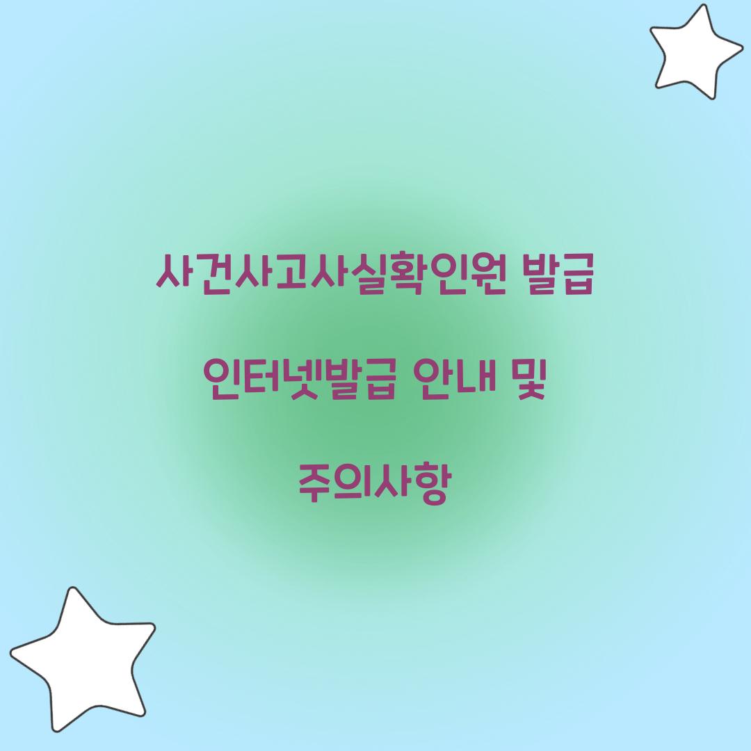 사건사고사실확인원 발급 인터넷발급