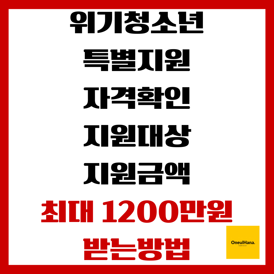 위기청소년 특별지원,자격확인,지원대상,지원금액 확인방법