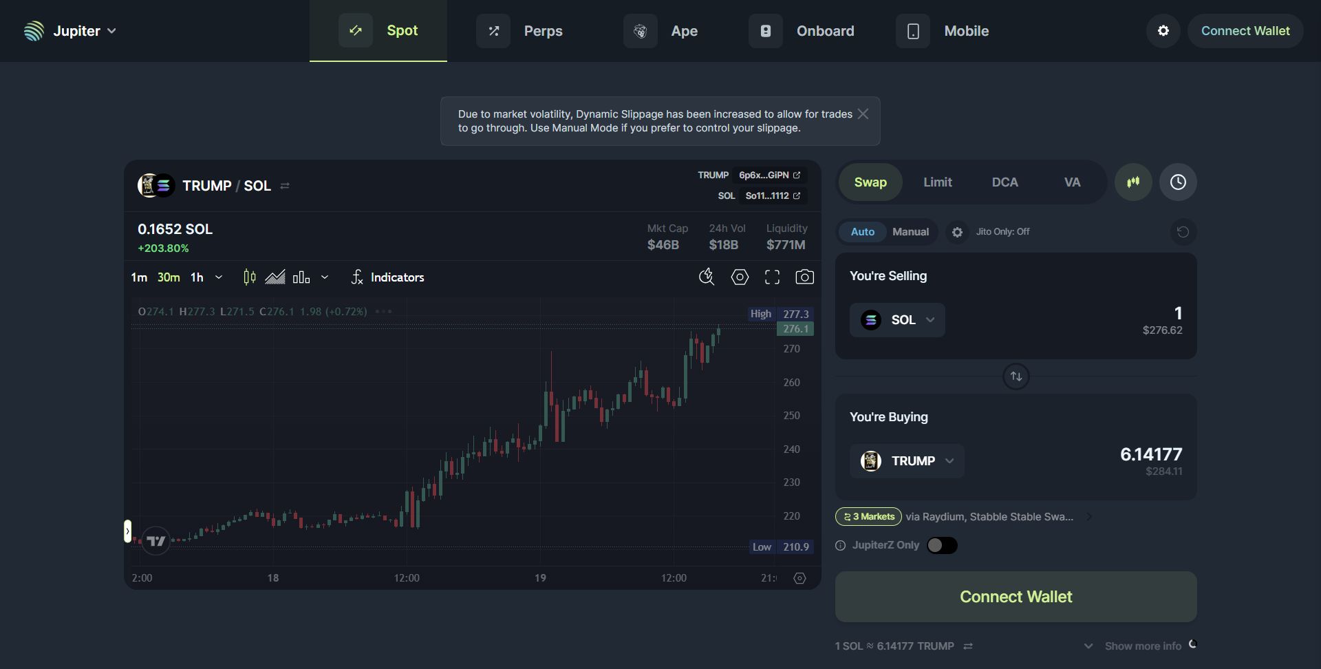 주피터 거래소 화면