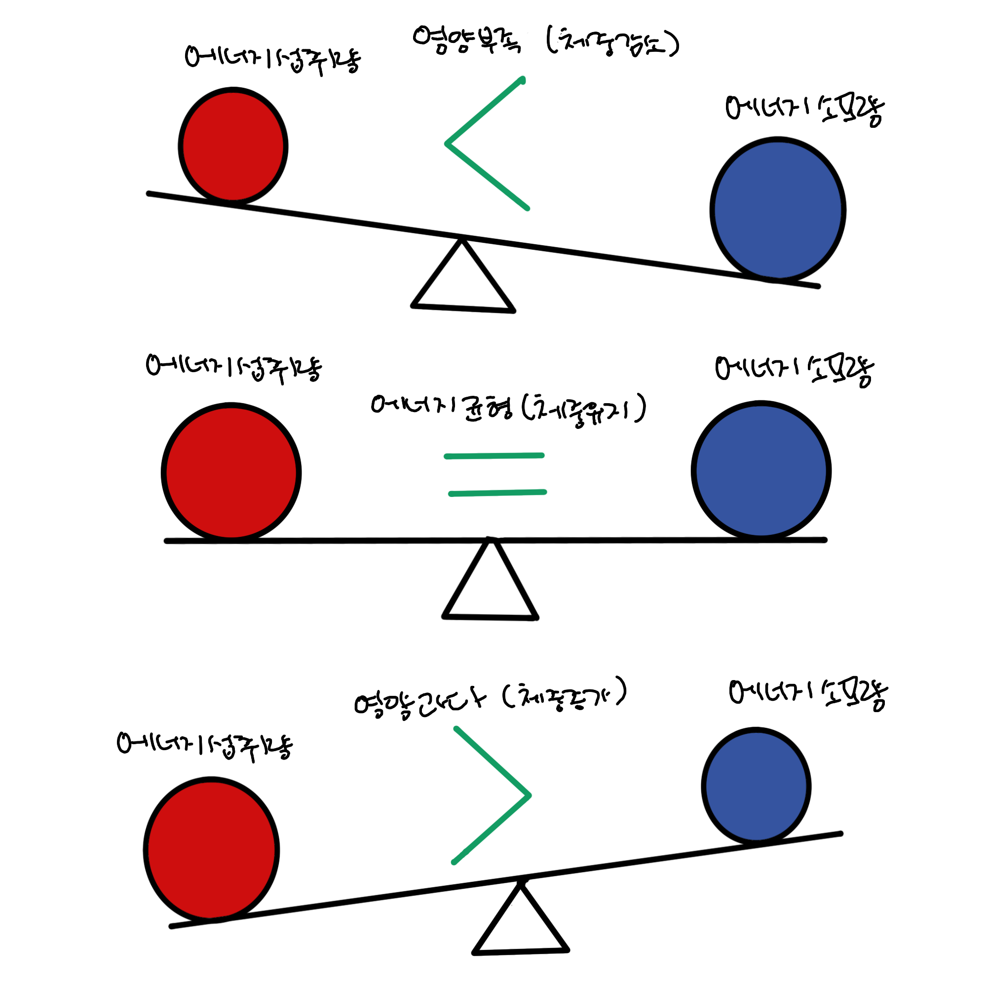 에너지 균형에 관한 그림 설명