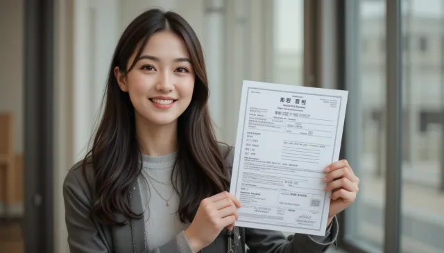 발급된 등기부등본 들고 미소 짓는 모습