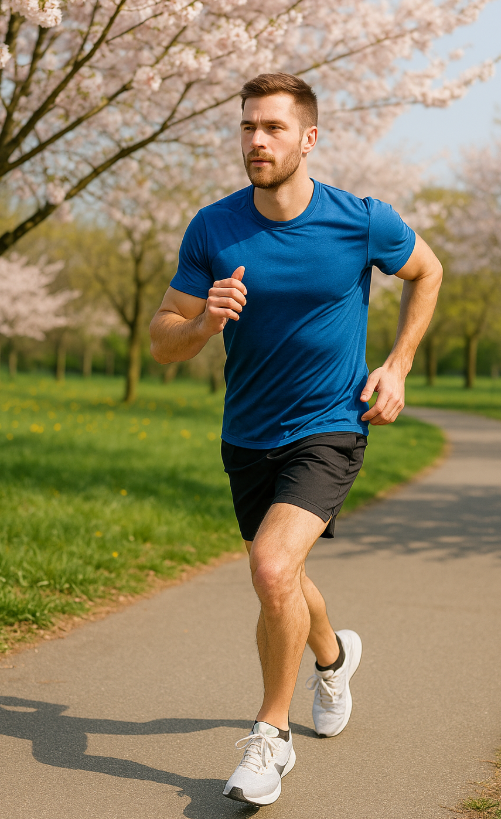 봄날 면역력을 높이기위해 러닝하는 사람의 모습